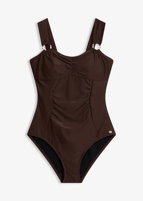 Costume intero con dettagli dorati e effetto modellante leggero, bonprix