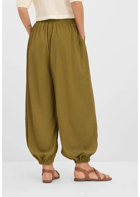 Pantaloni alla turca in cr&ecirc;pe operato, bonprix