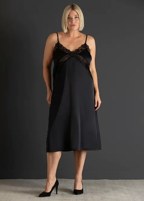 N&eacute;glig&eacute; in satin con pizzo delicato, bonprix