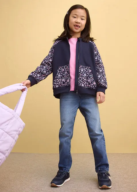 Felpa con zip e cappuccio in puro cotone biologico, bonprix