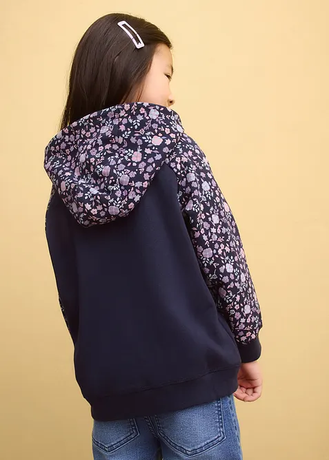 Felpa con zip e cappuccio in puro cotone biologico, bonprix