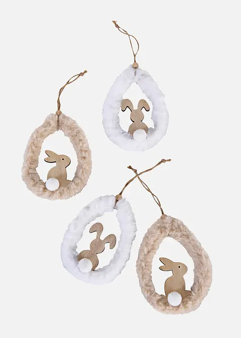 Decorazione da appendere a forma di conigli (pacco da 4), bonprix