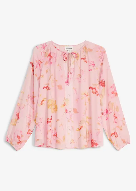 Blusa in chiffon con laccetti da annodare, bonprix