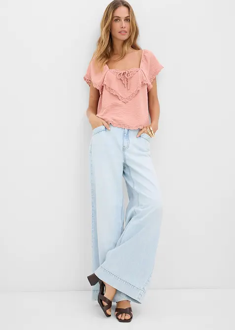 Jeans wide leg, vita alta, bonprix
