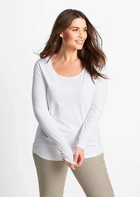 Maglia elasticizzata aderente a maniche  lunghe, bonprix