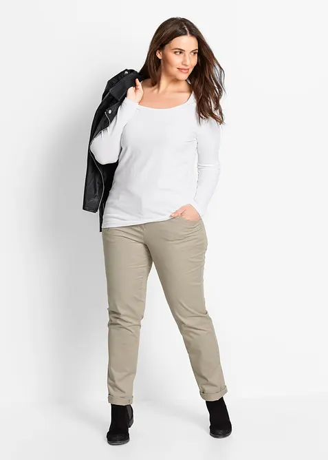 Maglia elasticizzata aderente a maniche  lunghe, bonprix