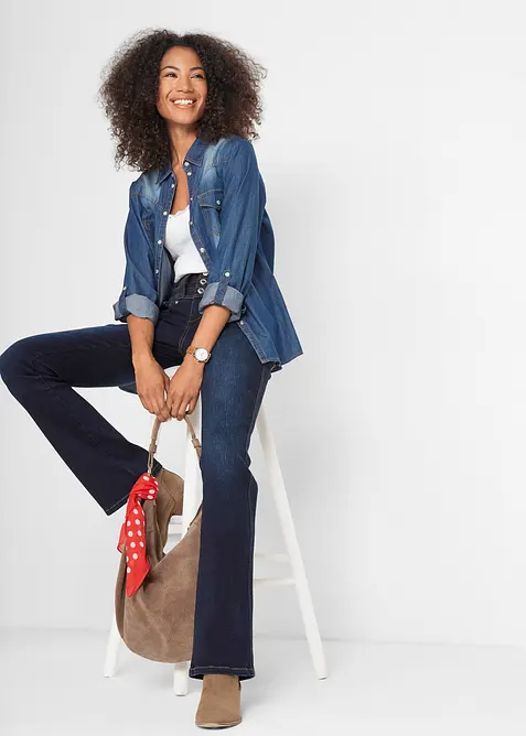 Jeans bootcut modellanti, vita alta, bonprix
