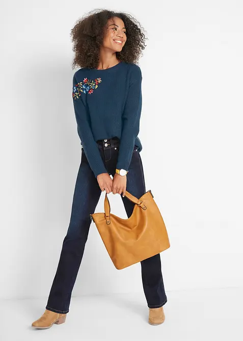 Jeans bootcut modellanti, vita alta, bonprix