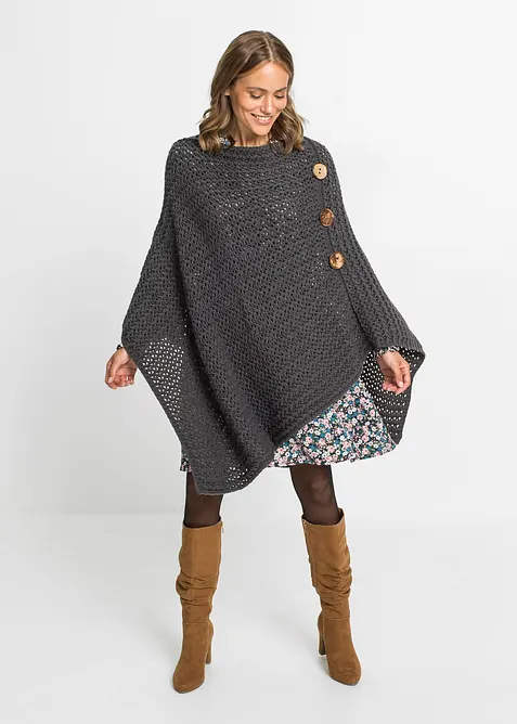 Poncho con bottoni, bonprix