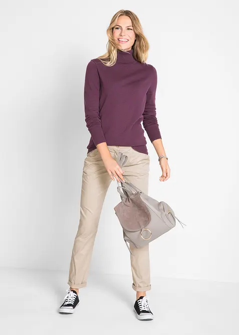 Maglione a collo alto in filato fine, bonprix