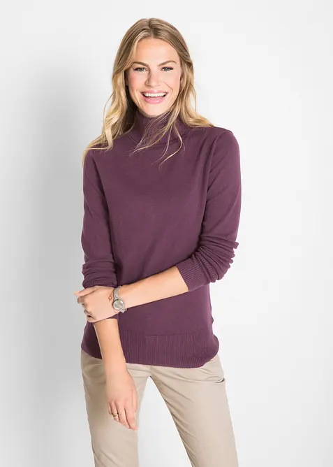 Maglione a collo alto in filato fine, bonprix