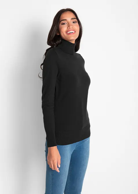 Maglione a collo alto in filato fine, bonprix