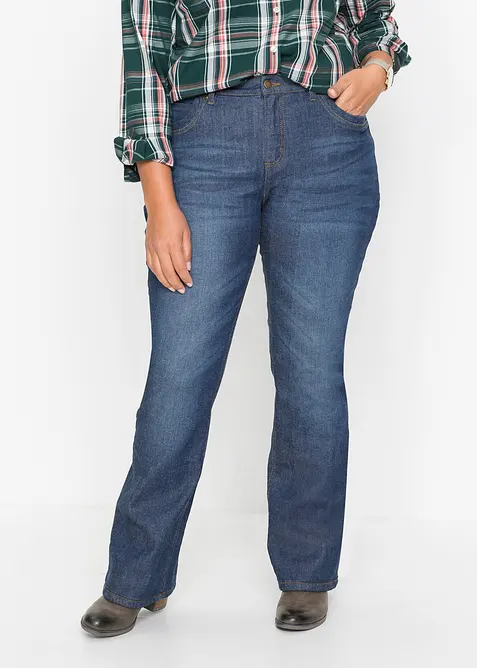 Jeans bootcut termici, vita alta, bonprix