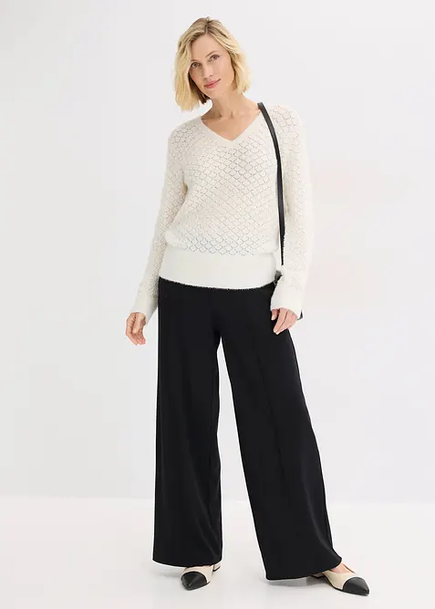 Maglione traforato con filato piumato, bonprix