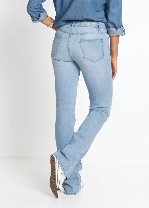 Jeans bootcut elasticizzati confortevoli, vita media, bonprix