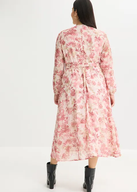 Abito in chiffon con cintura da annodare, bonprix