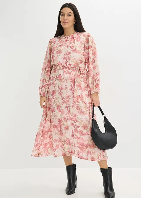 Abito in chiffon con cintura da annodare, bonprix