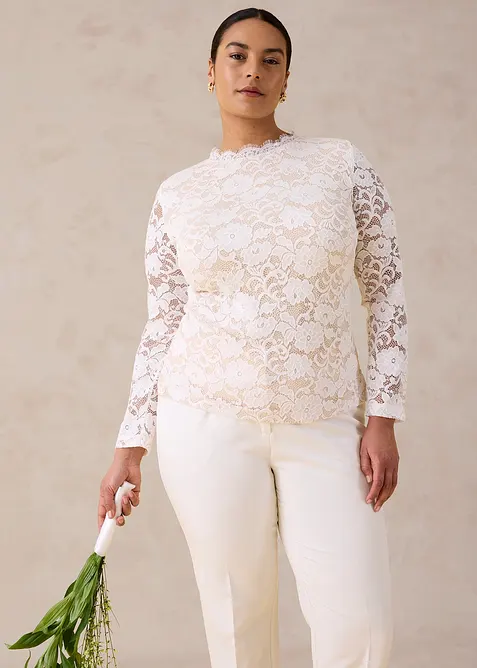 Maglia in pizzo a maniche lunghe, bonprix