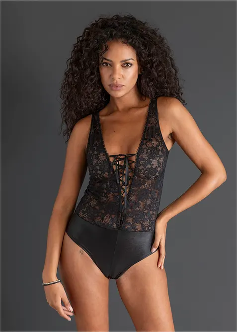 Body ouvert in look bagnato, bonprix