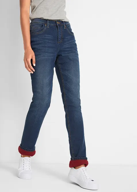 Jeans termici straight, vita alta, bonprix