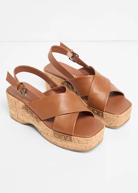 Sandali con zeppa effetto sughero, bonprix