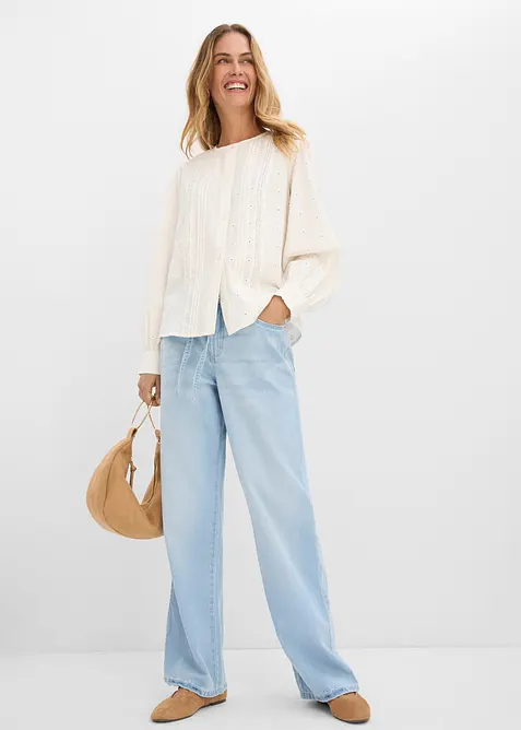 Jeans wide leg con cintura, vita media, bonprix