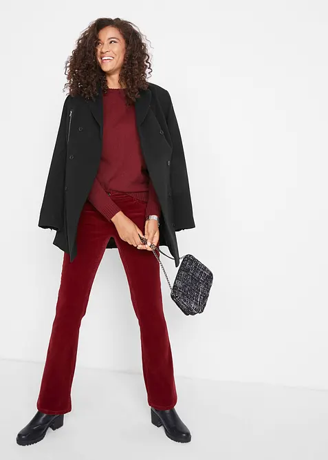 Pantaloni di velluto elasticizzati, bootcut, bonprix