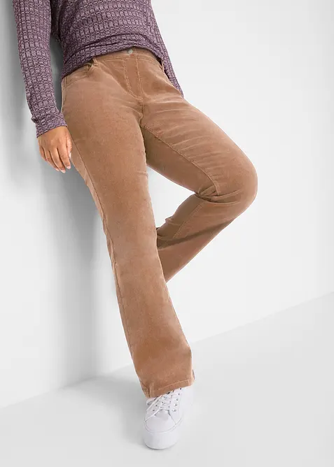 Pantaloni di velluto elasticizzati, bootcut, bonprix