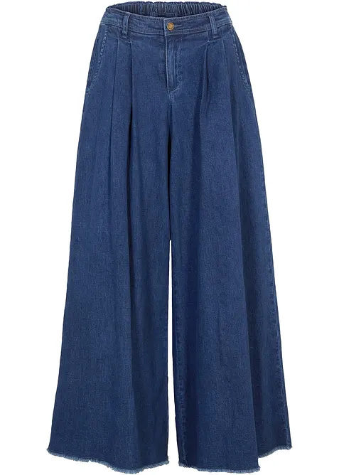 Gonna pantalone in jeans larga con elastico in vita, bonprix