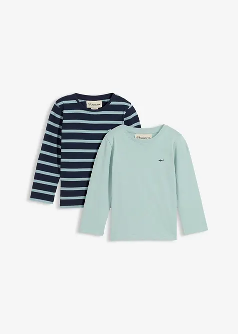 Maglia a maniche lunghe in puro cotone biologico (pacco da 2), bonprix