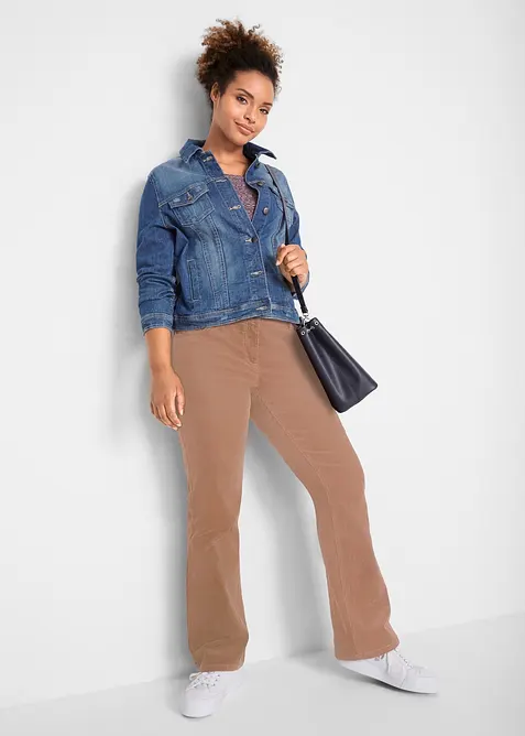Pantaloni di velluto elasticizzati, bootcut, bonprix