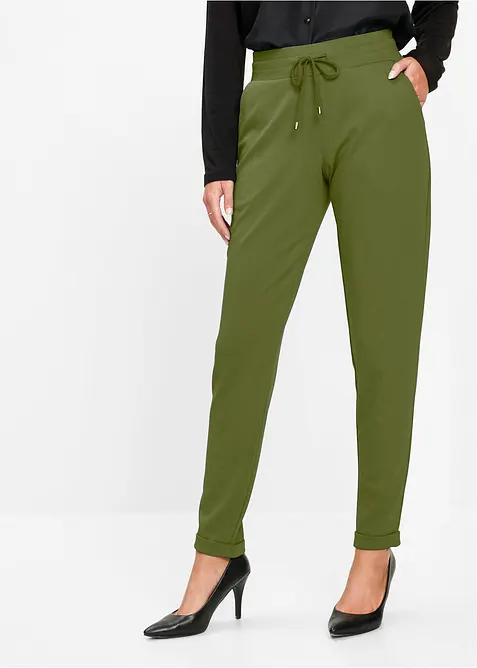 Pantaloni con elastico in vita in morbido punto di Roma, bonprix
