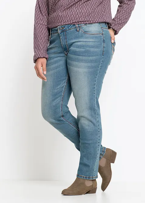 Jeans elasticizzati straight, vita media, bonprix