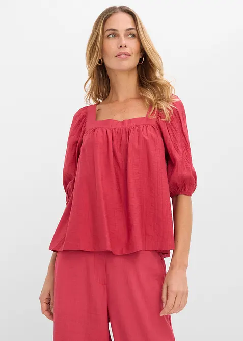 Blusa in crinkle operato, bonprix