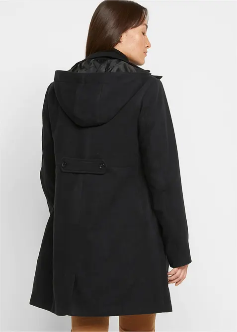 Cappotto con cappuccio e pinces, bonprix
