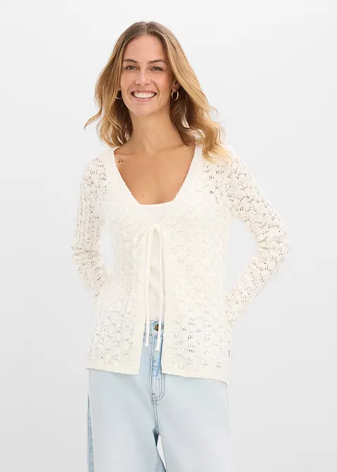 Cardigan traforato in puro cotone, bonprix
