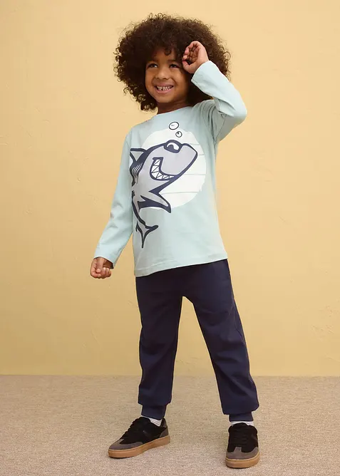 Maglia a maniche lunghe in puro cotone biologico (pacco da 2), bonprix