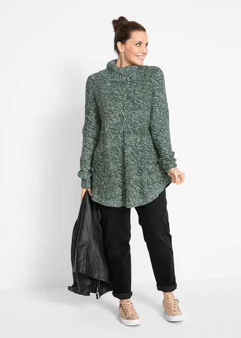 Maglione poncho lungo a maniche lunghe, bonprix