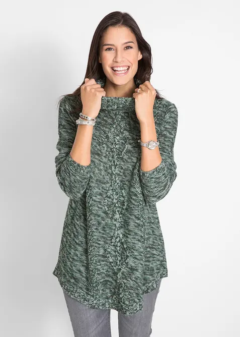 Maglione poncho lungo a maniche lunghe, bonprix