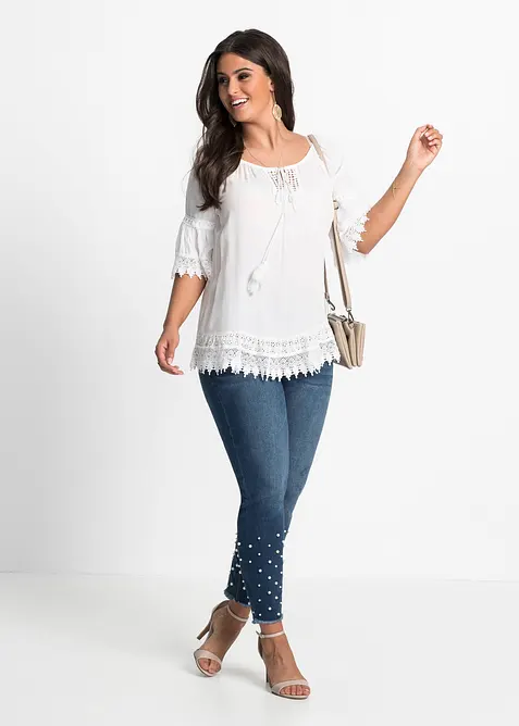 Tunica con pizzo in morbida viscosa, bonprix