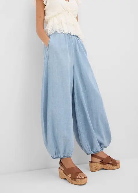 Pantaloni alla turca in misto lino leggero, bonprix