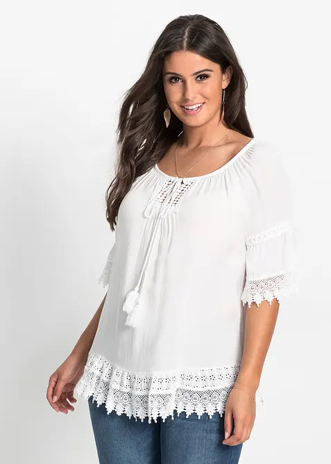 Tunica con pizzo in morbida viscosa, bonprix