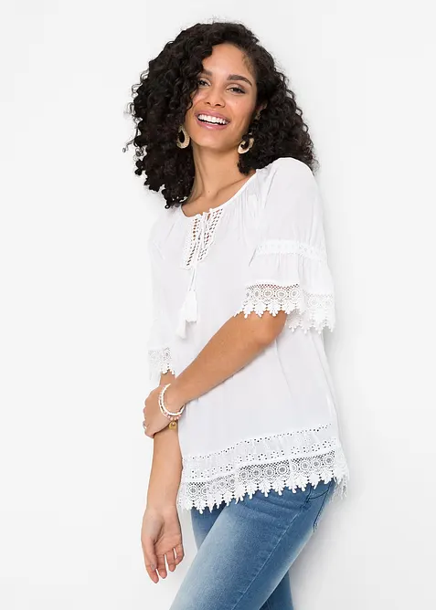 Tunica con pizzo in morbida viscosa, bonprix