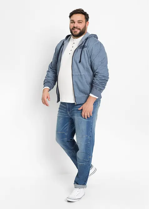 Felpa con zip e cappuccio dall'effetto slavato, bonprix
