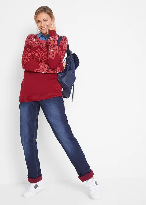 Jeans termici straight, vita media, bonprix