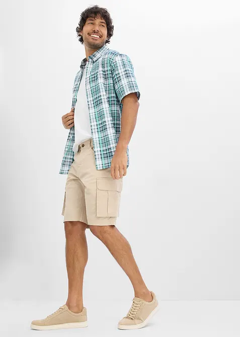 Camicia a maniche corte in seersucker di puro cotone, bonprix