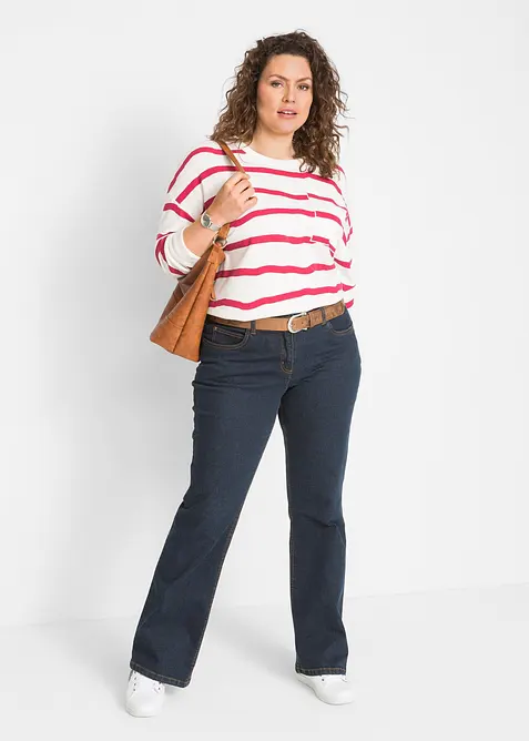 Jeans bootcut elasticizzati, vita alta, bonprix