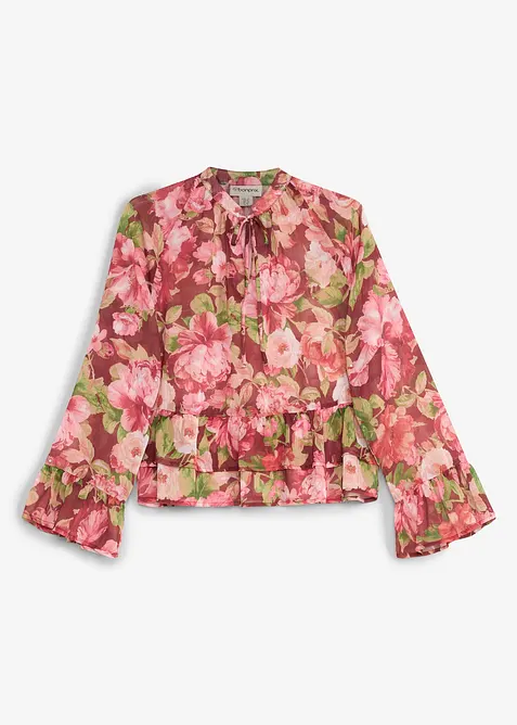 Blusa di chiffon con volant, bonprix