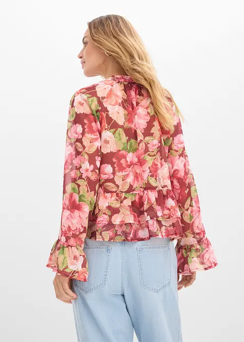 Blusa di chiffon con volant, bonprix
