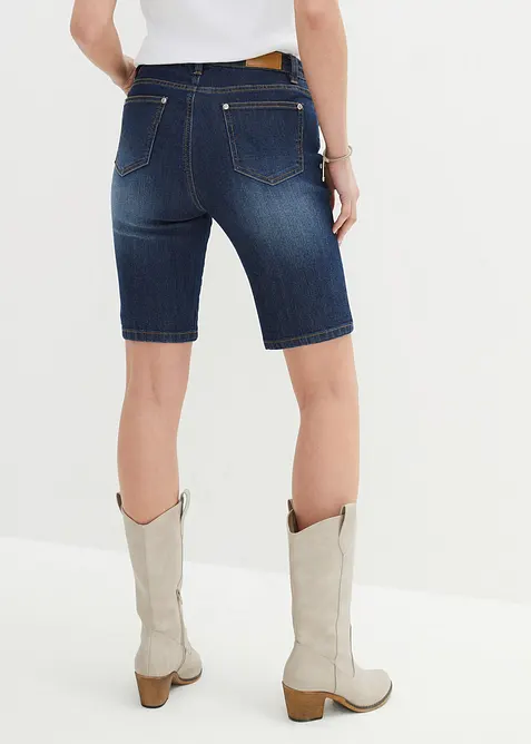 Bermuda in jeans slim fit con vita media, bonprix